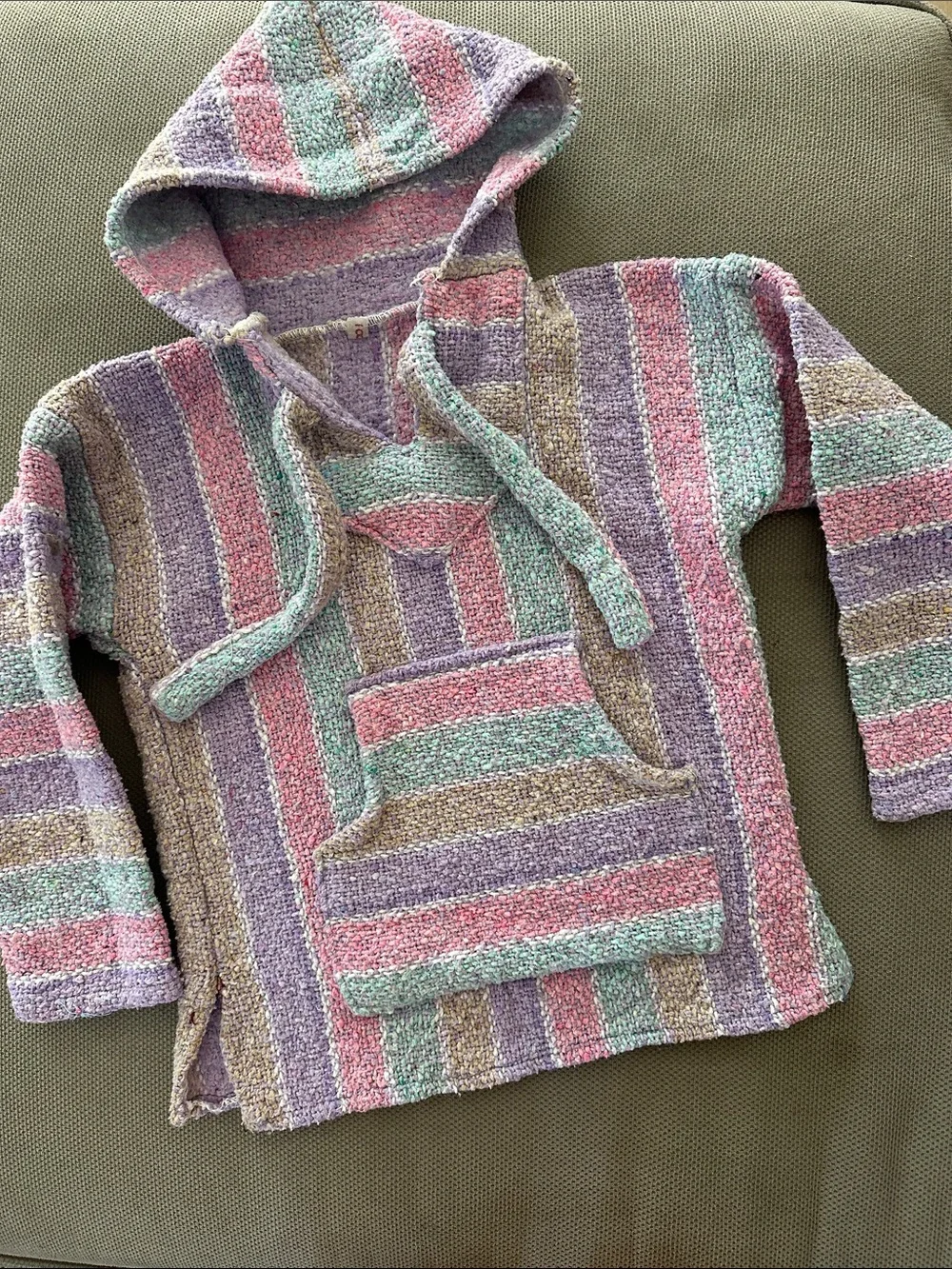 Kids Striped Beach Poncho Pullover - Pastel Multi